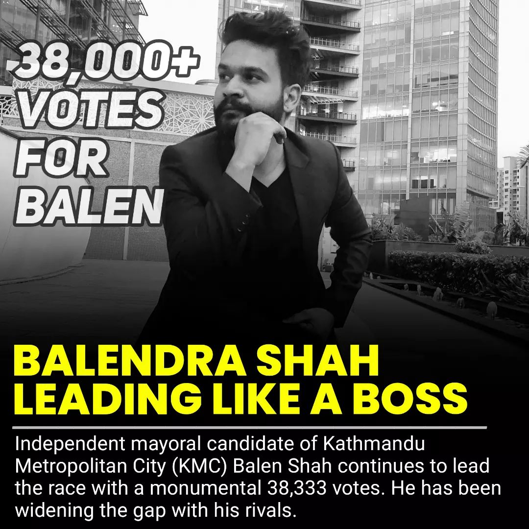 Balen Shah leading like a boss in Kathmandu Metropolis mayoral race