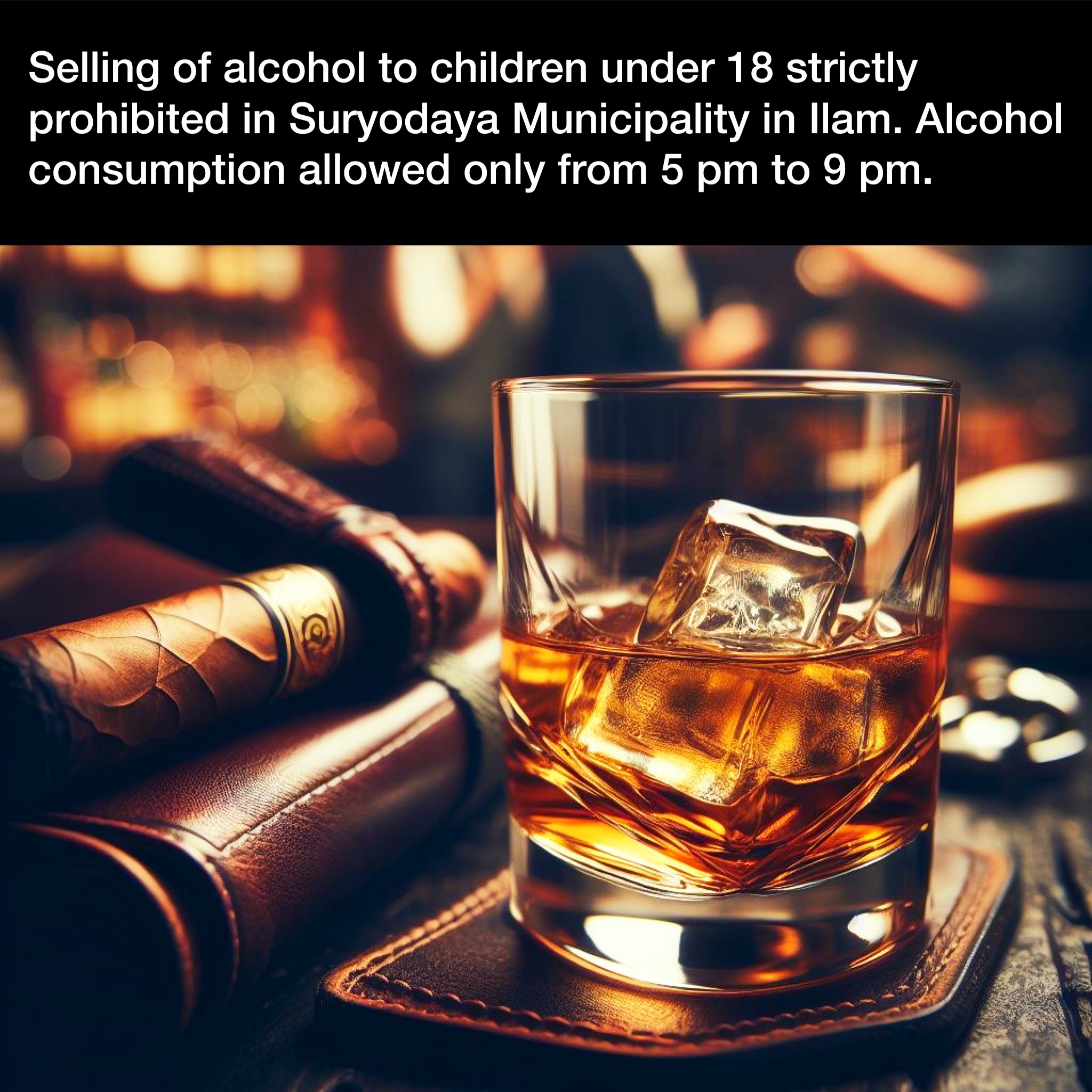 Selling of alcohol to children under 18 strictly prohibited in Suryodaya Municipality in Ilam.