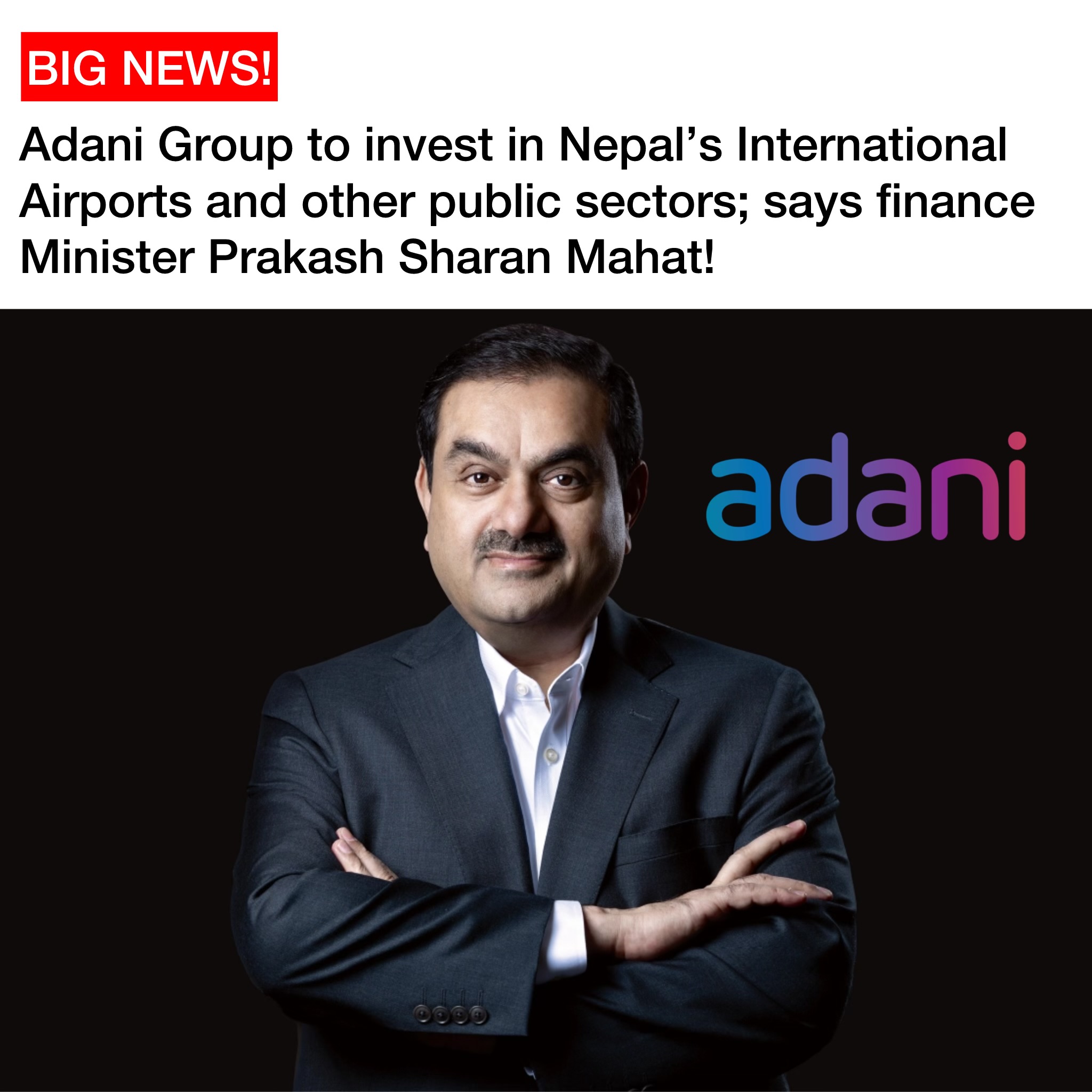 Adanai Group of India to invest in Nepal’s Airports and other public sectors, reports