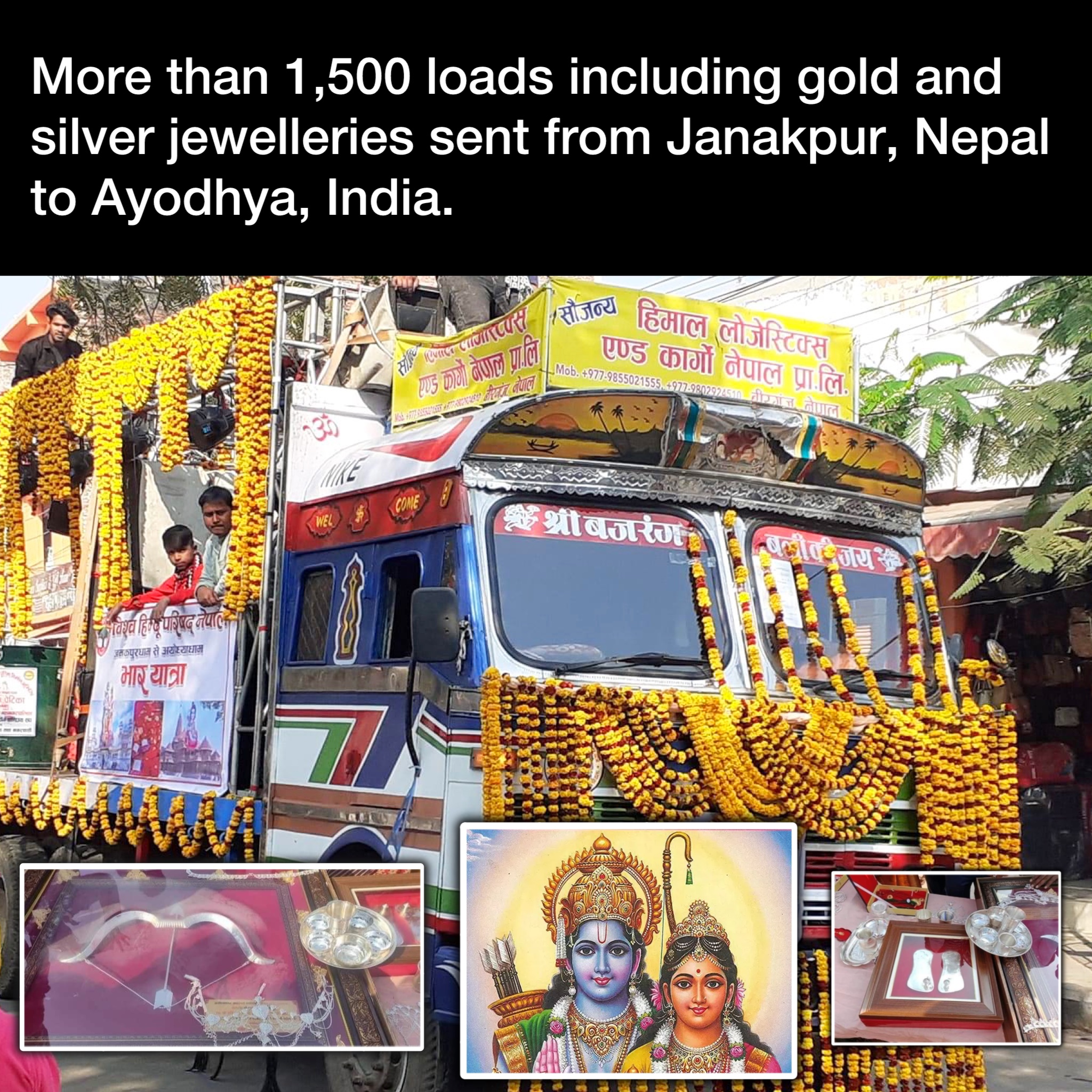 More than 1,500 loads including gold and silver jewelleries sent from Janakpur, Nepal to Ayodhya, India.